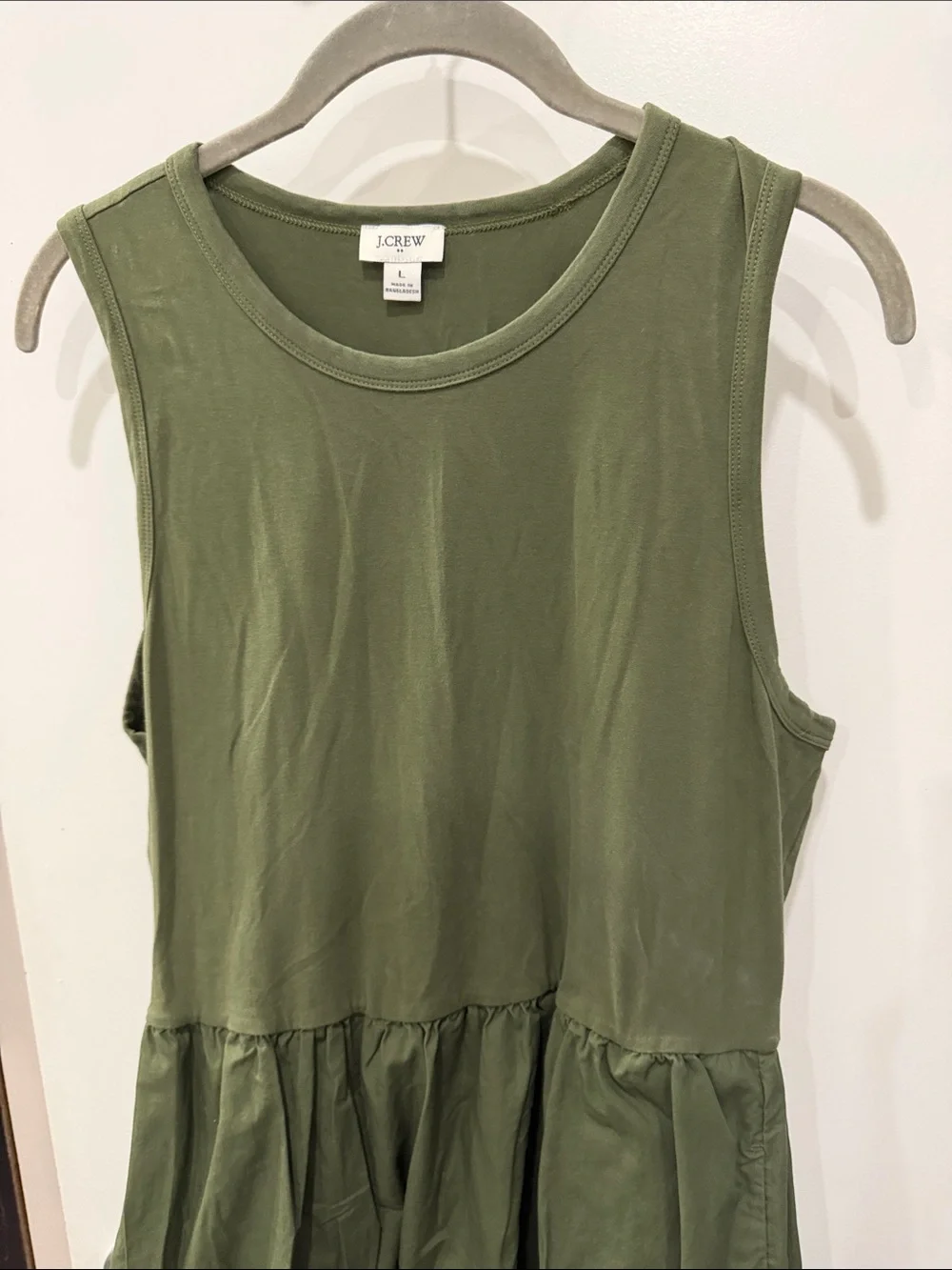J. Crew Olive Green Sleeveless Casual Cotton Dress